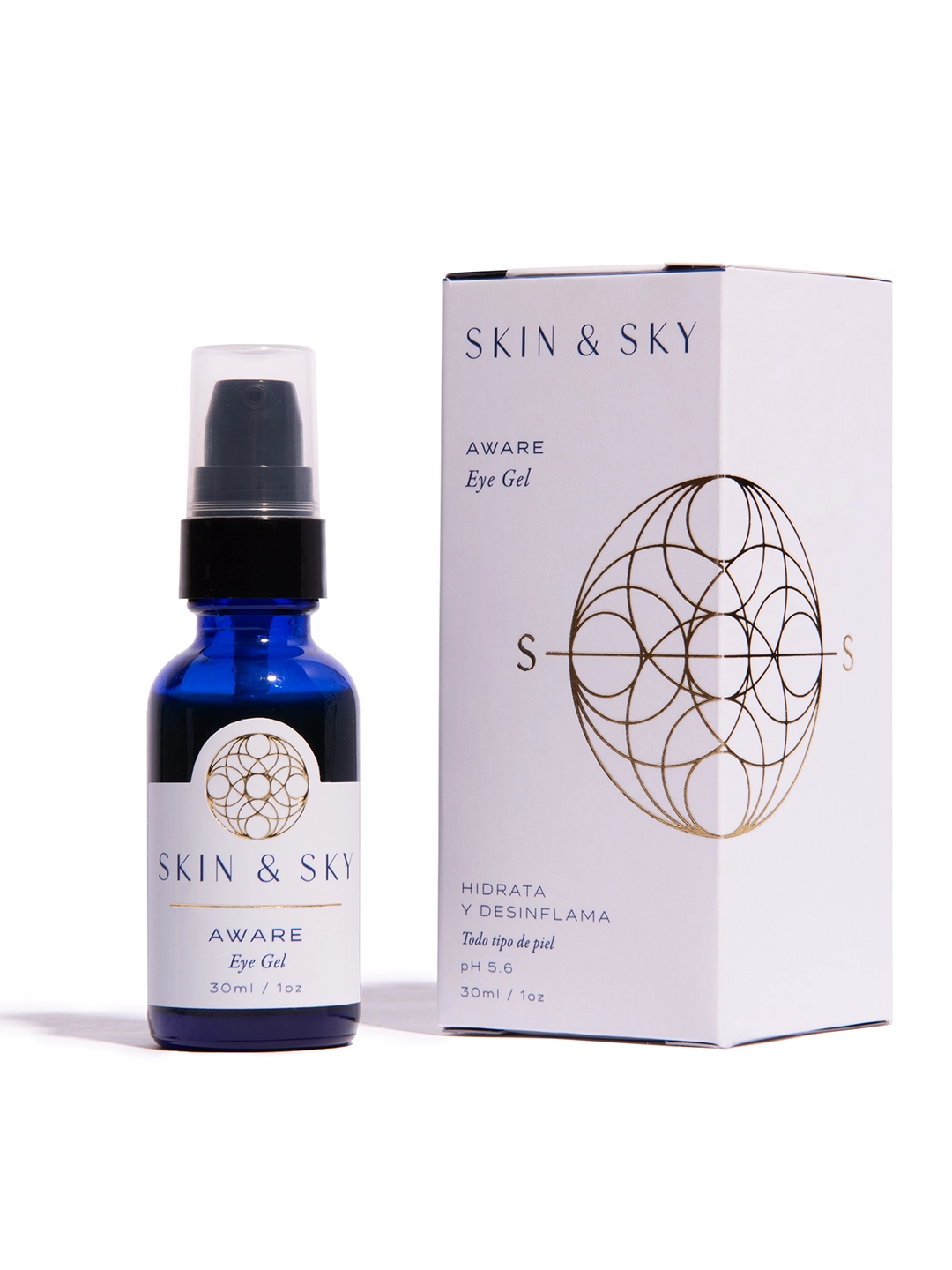 Tarro de vidrio azul y caja blanca de Divine Rich Cream de Skin & Sky; crema hidratante de 60g que revitaliza y rejuvenece pieles secas, deshidratadas, maduras o sensibles con un pH de 6.