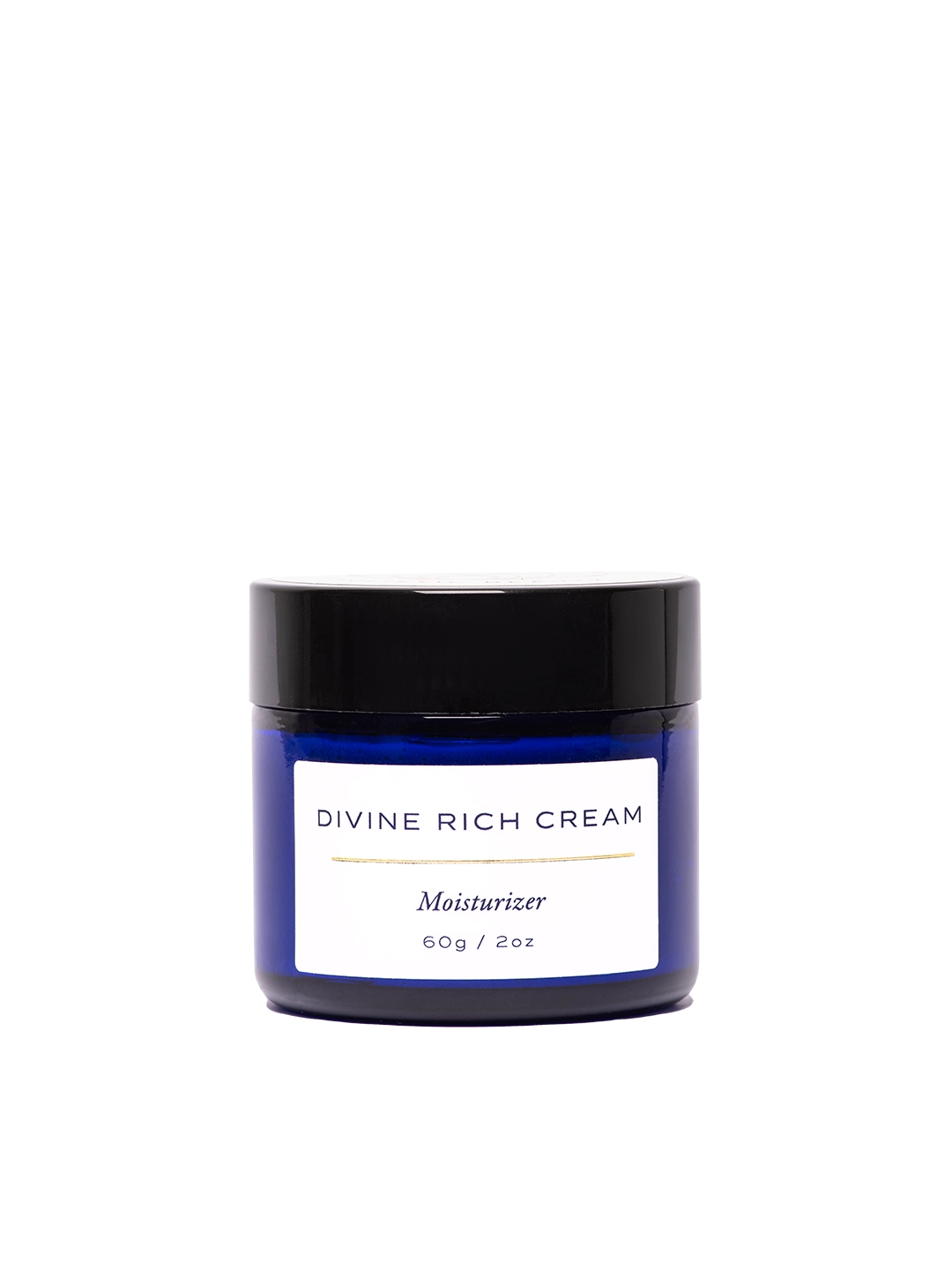 Vista frontal de la crema hidratante Divine Rich Cream de Skin & Sky en tarro de 60g / 2oz; fórmula antioxidante concentrada para proteger la piel de los radicales libres y aportar firmeza.