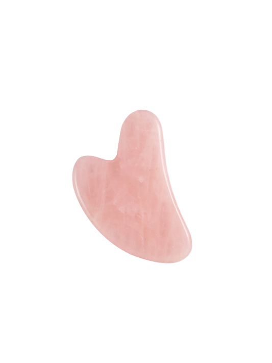 Gua Sha de cuarzo rosa natural AAA. Incluye estuche. 