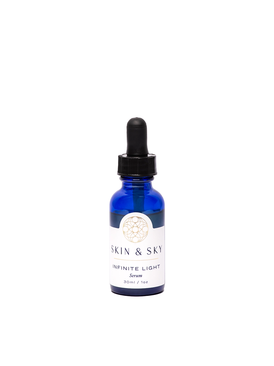 Botella de 30ml / 1oz de Infinite Light Serum de Skin & Sky; tratamiento regenerador que ayuda a reducir líneas de expresión y emparejar el tono de la piel.